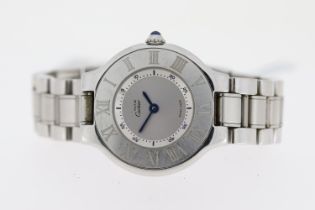 CARTIER - MUST DE CARTIER 21 REFERENCE 1340, circular silver dial, Roman numerals to bezel, 28mm