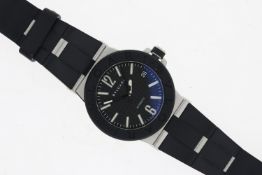 BULGARI DIAGONO REFERENCE DG 35 SV WITH PAPERS 2009, circular black dial with baton hour markers,
