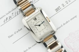 CARTIER TANK ANGLAISE ROSE GOLD & STEEL DIAMOND DIAL W/ GUARANTEE PAPERS REF. WT100032 CIRCA 2017,