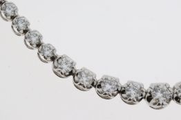 7ct Diamond Necklace, 18ct white gold diamond set necklace. 109 claw set diamonds. 7.00ct total
