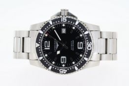LONGINES HYDROCONQUEST AUTOMATIC REFERENCE L3.64.24, circular black dial with baton and arabic