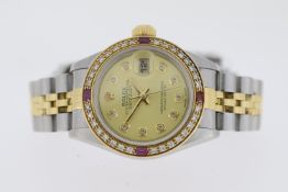 LADIES ROLEX DATEJUST DIAMONDS REFERENCE 79173 CIRCA 1999, circular aftermarket champagne dial