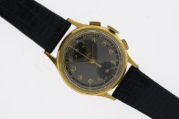 VINTAGE SSILVANA CHRONOGRAPH, two tone black dial, subsidiary dials to 12 + 6, Arabic numerals, 32mm