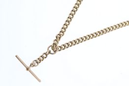 9ct Yellow gold curb link double albert chain. 52g