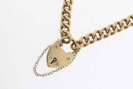 15ct Yellow gold padlock curb bracelet. 18g