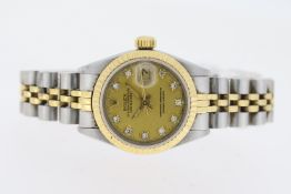 LADIES ROLEX DATEJUST REFERENCE 69173 CIRCA 1987, circular champagne dial with diamond dot hour