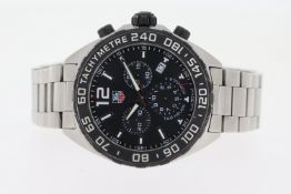 TAG HEUER FORMULA 1 CHRONOGRAPH REFERENCE CAZ1110, circular black dial with baton hour markers,