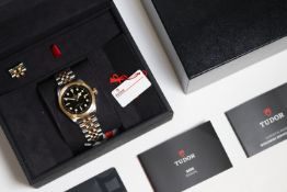 TUDOR BLACK BAY 36 STEEL AND GOLD REFERENCE 79503 BOX AND PAPERS 2022, circular gloss black dial