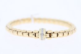 Fope 18ct yellow gold Eka Flex'It bracelet with 18ct white gold diamond set rondel. Total carat
