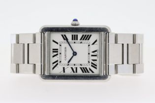 CARTIER TANK SOLO REF. 3169, rectangular silver dial with roman numeral hour markers and hands, 28mm