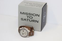 OMEGA X SWATCH MOONSWATCH SPEEDMASTER MISSION TO SATURN WITH BOX AND PAPERS, toupe bioceramic