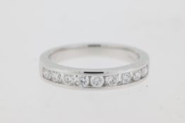 Platinum diamond channel set ring. Approximate total diamond weight 0.50ct.