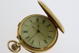 18CT CHRONOGRPAH POCKETWATCH, full hunter 18ct case, hallmarked Chester 1900, unsigned dial with