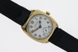 LONGINES 9CT VINTAGE, white dial, Arabic patina numerals, sub seconds, cathedral hands, 9ct