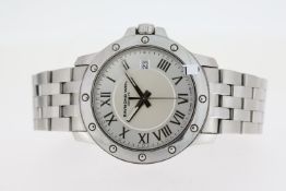 RAYMOND WEIL GENEVE 5599, silver dial, Roman numerals, approx 39mm stainless steel case and