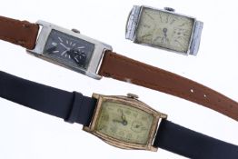 **TO BE SOLD WITHOUT RESERVE*** JOB LOT OF 3 ART DECO WATCHES, includes Tonneau dress watch, Rex