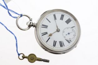 *TO BE SOLD WITHOUT RESERVE* SILVER POCKET WATCH, white dial with roman numerals, subsidiary