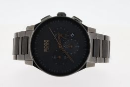 HUGO BOSS QUARTZ CHRONOGRAPH WATCH REFERENCE HB.376.1.34.3460, W/BOX. Approx 44mm stainless steel