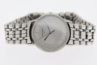 LONGINES QUARTZ WATCH REFERENCE L4.720.4, circular silver dial with baton hour markers, quickset