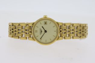 LADIES LONGINES QUARTZ REFERENCE L5.132.2, circular champagne dial with baton hour markers, quickset