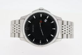GUCCI G-TIMELESS QUARTZ WATCH REFERENCE 126.3, W/BOX AND PAPERS 2019. Approx 40mm stainless steel