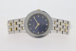 LADIES RADO DIASTAR REFERENCE 153.0344.3, circular blue dial with baton hour markers, approx 25mm
