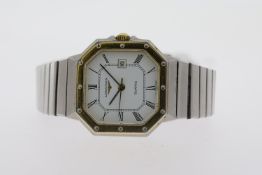 LONGINES QUARTZ WATCH. Approx 28mm stainless steel octagonal case with a snap on case back. White
