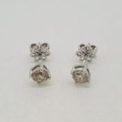 White gold diamond studs with flower butterflies Diamond 0.80 carats 18ct