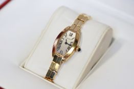 Ladies Cartier Tonneau Mini Lanieres 2563 18ct Yellow Gold with Box and Papers