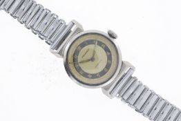 Vintage Movado Manual Wind Wristwatch, two tone dial with arabic numerals, approx 28mm stainless