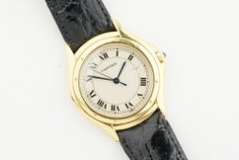 CARTIER COUGAR 18CT GOLD WRISTWATCH, circular off white dial with hour markers and hands, 33.5mm