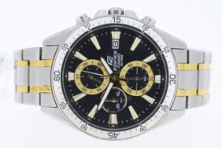 ***TO BE SOLD WITHOUT RESERVE*** ***AS FOUND*** Casio Ediface quartz watch. Black dial with golden