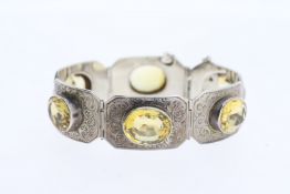 Victorian Opal Bangle, yellow metal, hinged, bangle with concealed push snap clasp and safety chain.