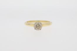 18ct Yellow Gold, White Setting, 1.05ct Fancy Brown SI Round Brilliant Cut Diamond, 4 Claw Solitaire