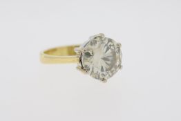 18ct Yellow Gold, White Setting, 3.71ct M/N VS Round Brilliant Cut Diamond, 6 Claw Solitaire Ring,