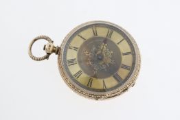 14ct Rose Gold, Small, Ornately Engraved Pocket Watch, 33.99g