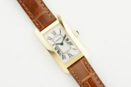 CARTIER TANK AMERICAINE 18CT GOLD REF. 2482, rectangular off white dial with hour markers and hands,