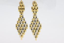 18ct Bi-Colour Gold, Fancy Link Diamond Shape Drop Earrings, 5.44
