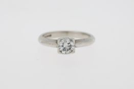 Platinum, 0.80pt G/H SI (Chipped) Round Diamond, Solitaire Ring, 5.72g ***Chipped***