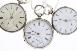 3x Verge Movement Silver Case Pocket Watches. Currently running.