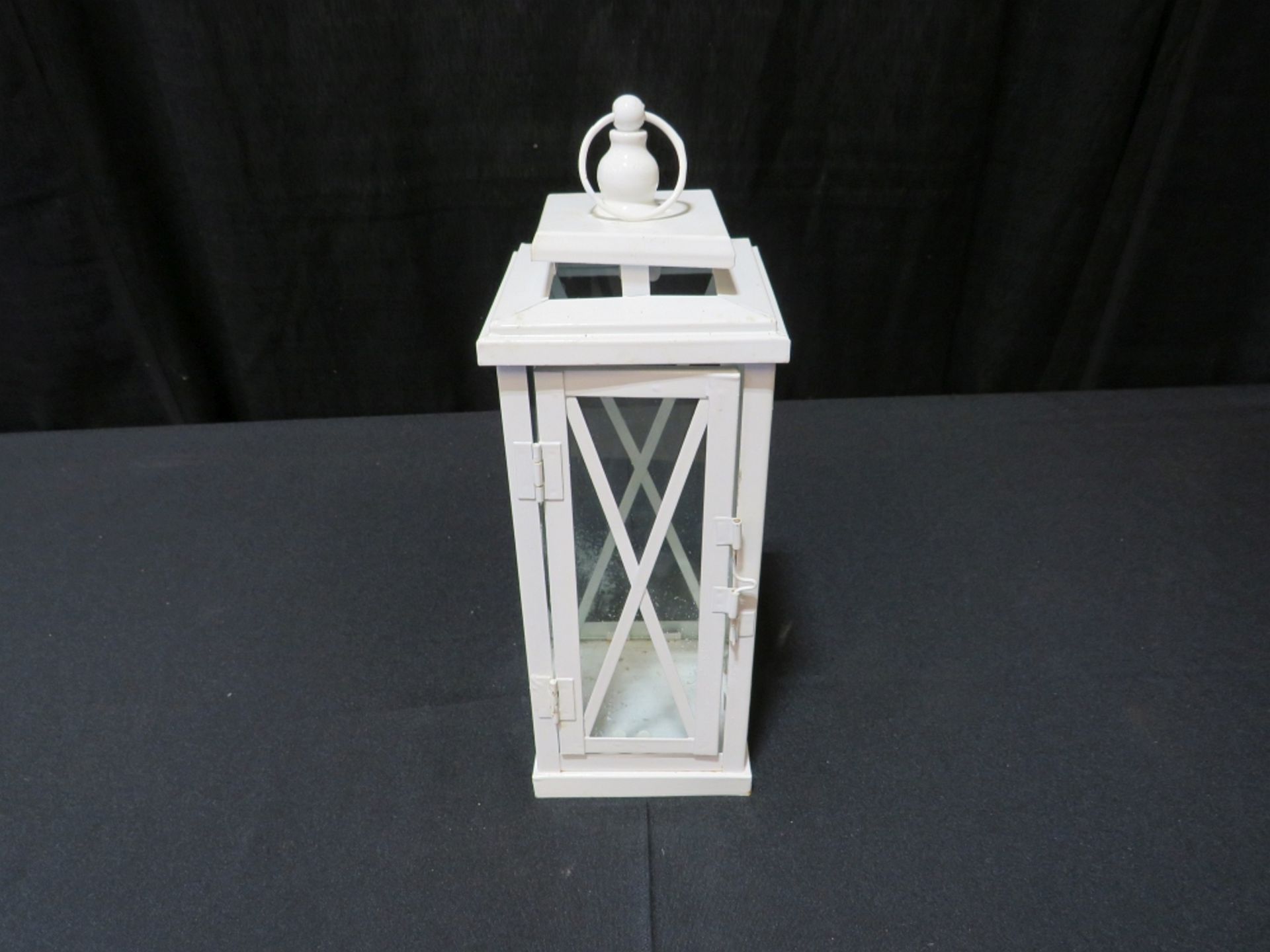 12" White Metal Lantern