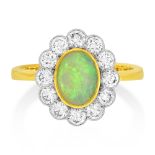 An 18ct Yellow Gold Opal and Diamond Cluster Ring