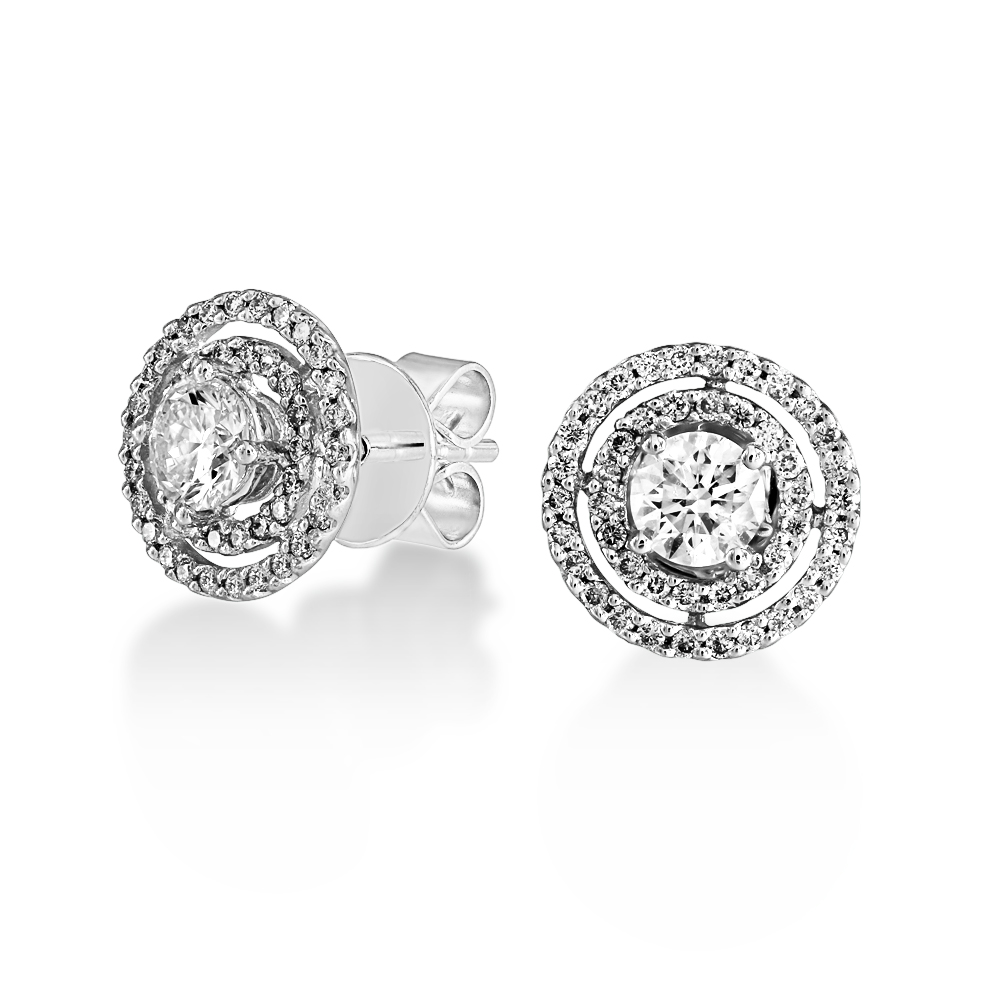 A Pair Of 18ct White Gold Diamond Cluster Earrings