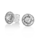 A Pair Of 18ct White Gold Diamond Cluster Earrings