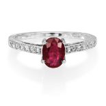 An 18ct White Gold, Ruby and Diamond Ring