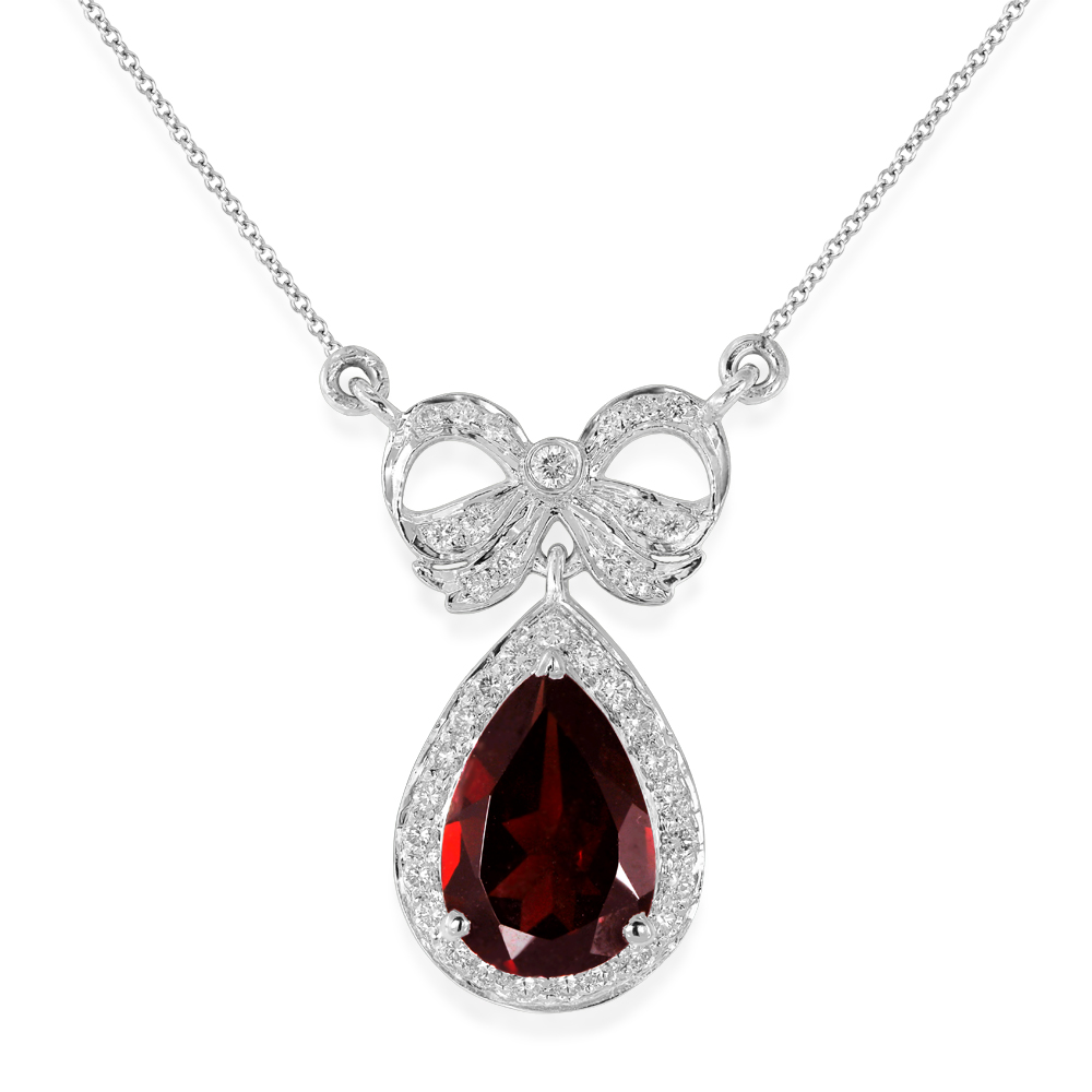 An 18ct White Gold Garnet And Diamond Necklace