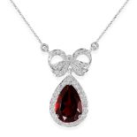 An 18ct White Gold Garnet And Diamond Necklace