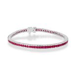 An 18ct White Gold Ruby Tennis Bracelet