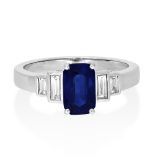 An 18ct White Gold Sapphire And Diamond Five-Stone Ring
