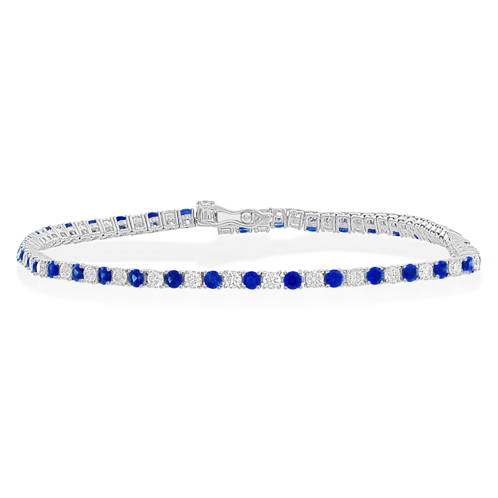 An 18ct White Gold Sapphire and Diamond Line Bracelet